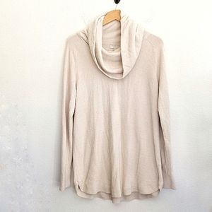 Barefoot dreams cozy chic cowl neck sweater medium cream beige
